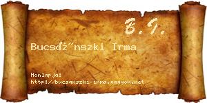 Bucsánszki Irma névjegykártya