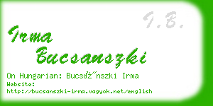 irma bucsanszki business card